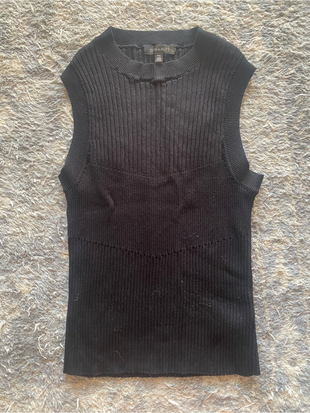 Dynamite Black Ribbed Crop Tank Top - Picture 2 of 2